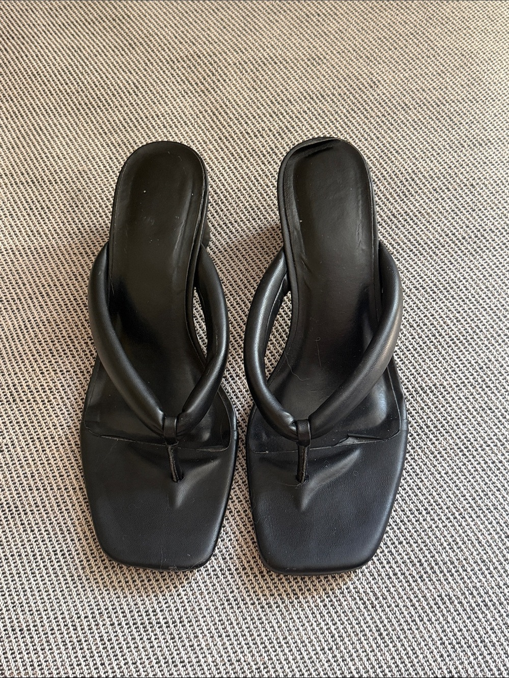 Square-Toe Flip Flop Heels